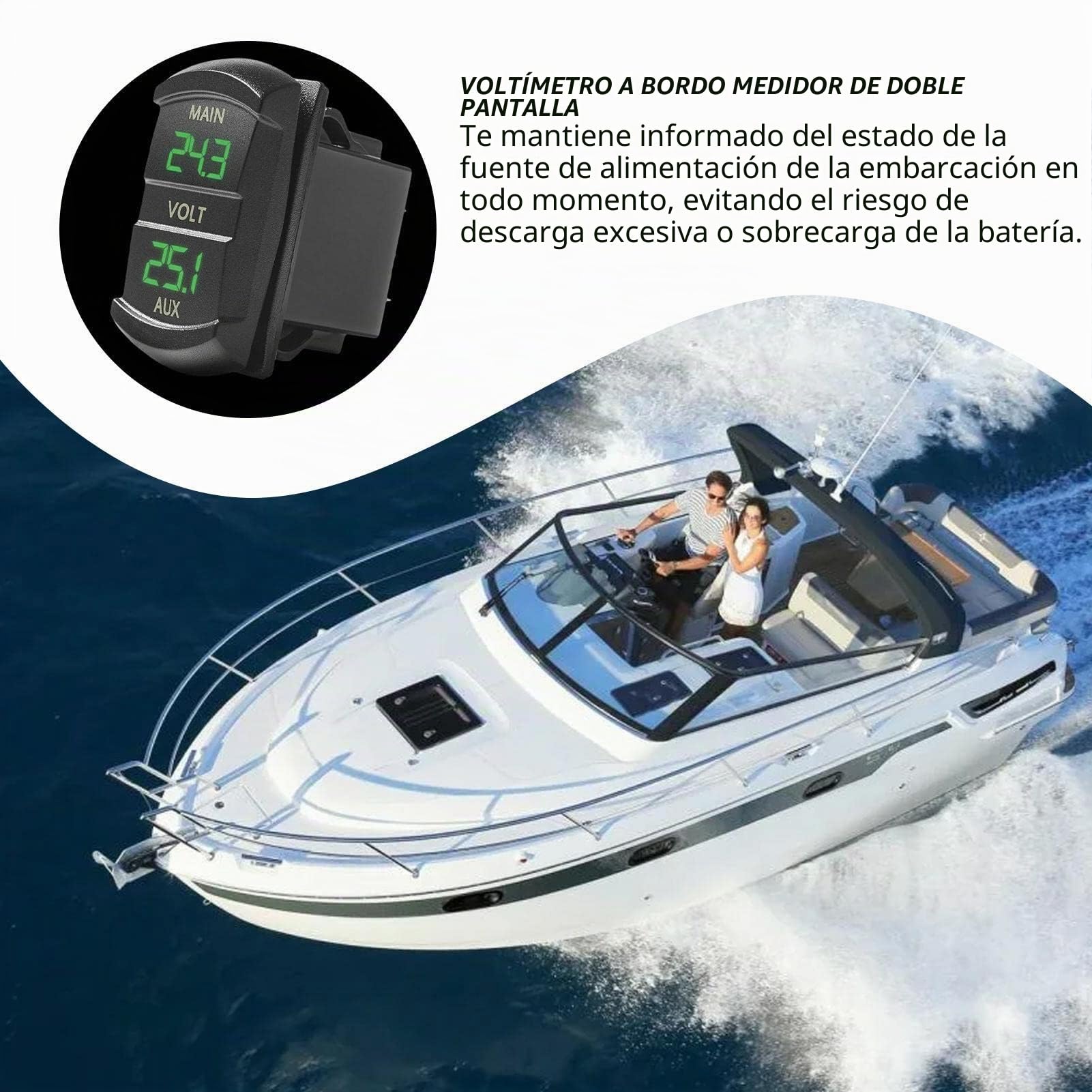 Medidor de voltios de batería dual, voltímetro doble digital LED de 12 V-24 V, probador de medidor de voltaje compatible con coche, camioneta, caravana, camión, paquete de batería Zorq