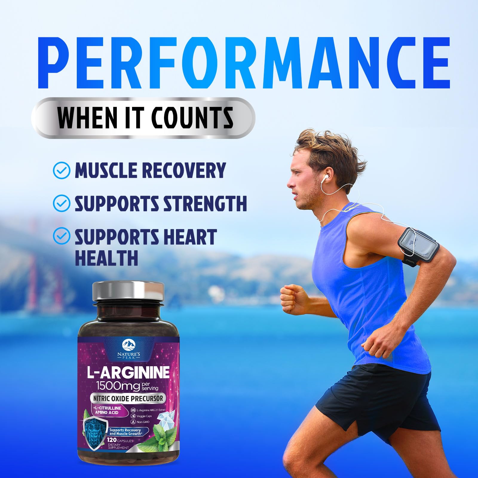 L-Arginine 1000mg - 3X Strength L Arginine Supplement with L-Citrulline - Complete Pre Workout Nitric Oxide Booster - Powerful Energy & Muscle Support for Men & Women - Bottled in USA - 120 Capsules — Amazon image 6