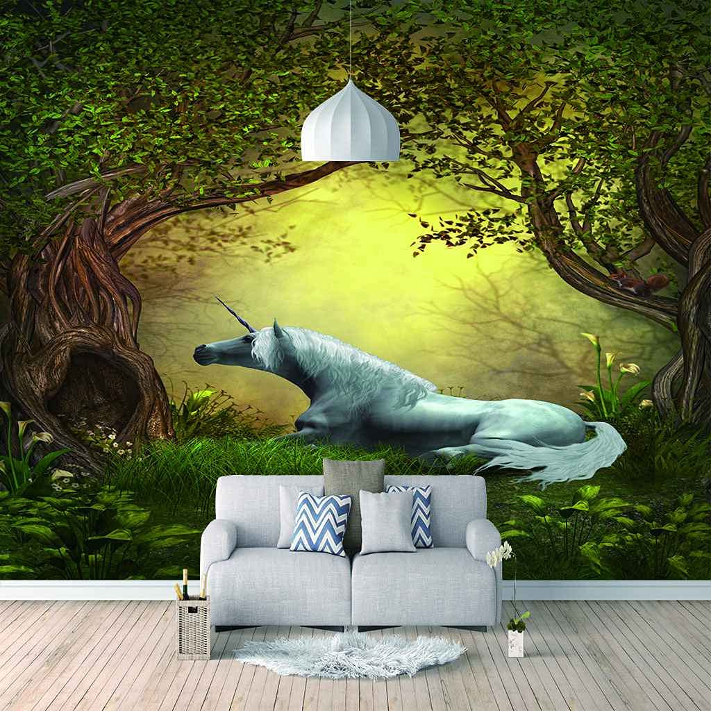 Papier peint cheval pour chambre d'enfant poster panoramique autocollant art mural 350x256 cm