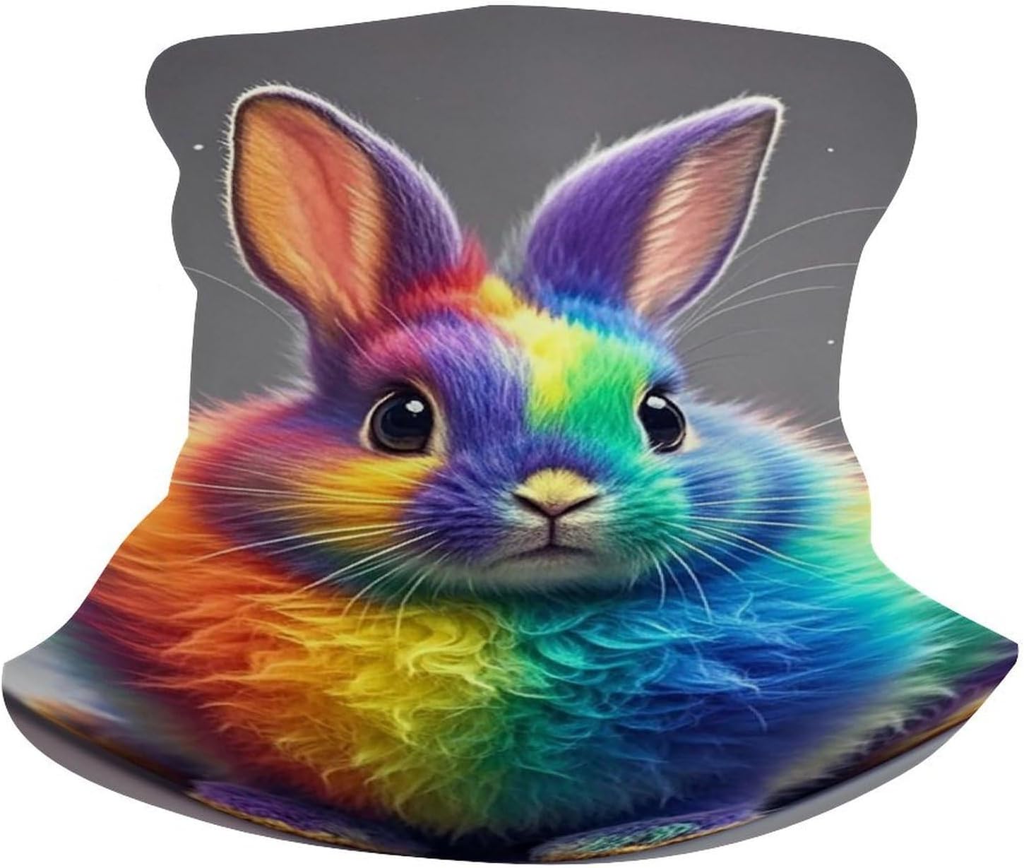 Upf 50+ Fishing Neck Gaiter Breathable Balaclava Half Face Mask Quick Dry Neckscarf Ski Mask Windproof Rainbow Rabbit Face Covering for Sun Protection Outdoor