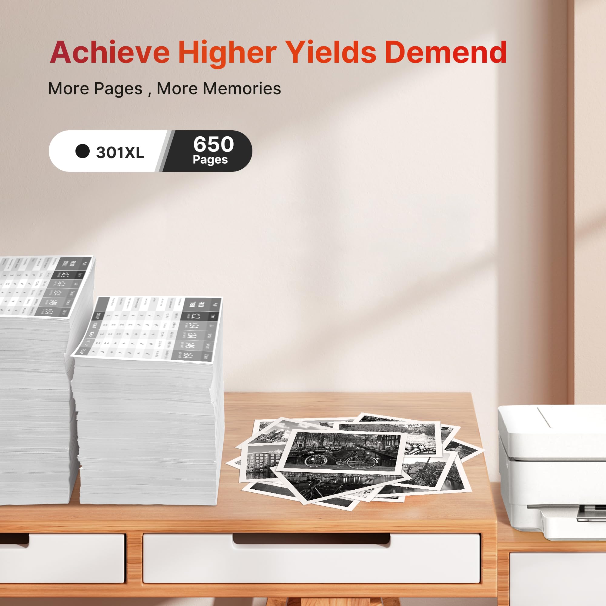 ejet 301XL Cartuccia d'inchiostro Compatibili per HP 301 XL Nero per Envy 4500 4502 4503 4504 5530 5532 5534 Deskjet 1000 1010 1050 1510 1512 2050 2050A 2510 2540 3050 OfficeJet 2620 (Nero, 2-Pack)