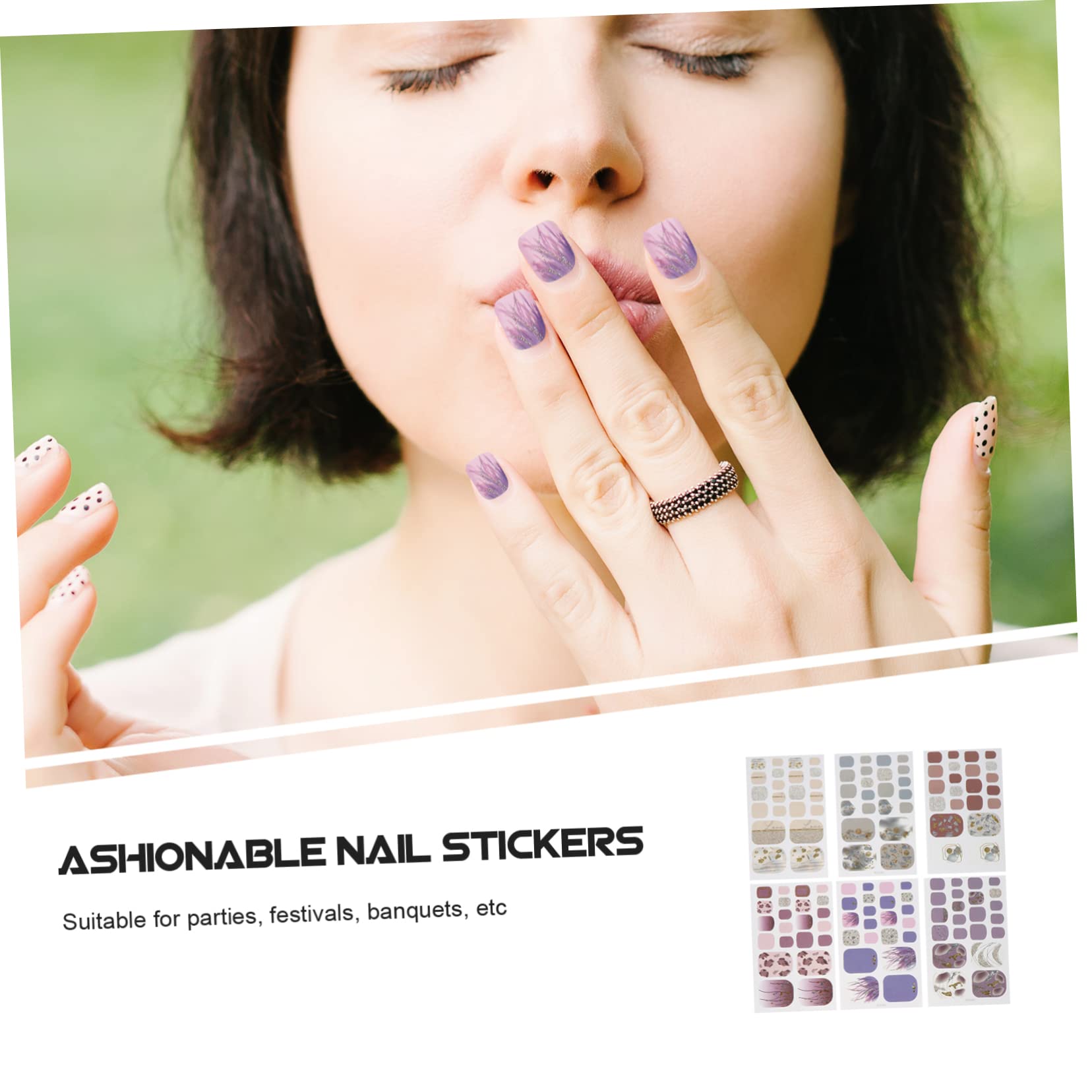 PACKOVE 5 Set Adesivi Per Unghie Autoadesivi Con Decorazioni Creative Per Manicure Adatti Per Eventi E Rimuovibili E Facili Applicare 6 Fogli*5