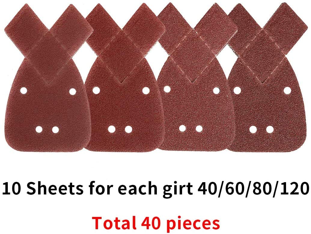 40 Pack Pal Sander Sandpaper Ouse Sanding Sheets Assorted Grits 40/60/80/120 Fits Black And - View #10