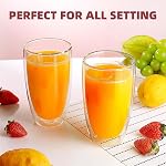 CnGlass Double Wall Thermo Glass Coffee Cup 13.5 oz,Clear Insulated Glass Coffee Mug,Set of 2