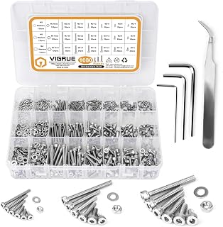 Kit 1080PCS M2 M3 M4 Edelstahl-Sechskopf-Knopf Schrauben Schrauben Muttern und U