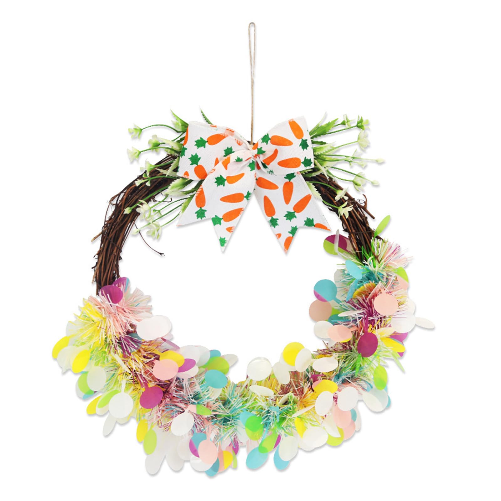 Buxuaaaa F Holiday Wreath With Colorful Eggs Strips Bows Designing Optional Or Home And Store Ront Decoration Holiday Decoration