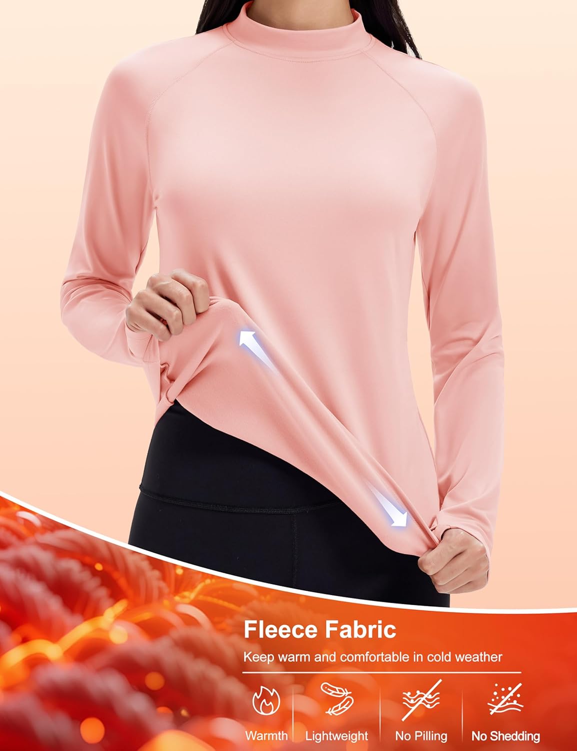 MAGCOMSEN Women Thermal Long Sleeve Tops Mock Turtleneck Underwear Fleece Lined Shirts Warm Ski Base Layer Cold Weather - Image 4