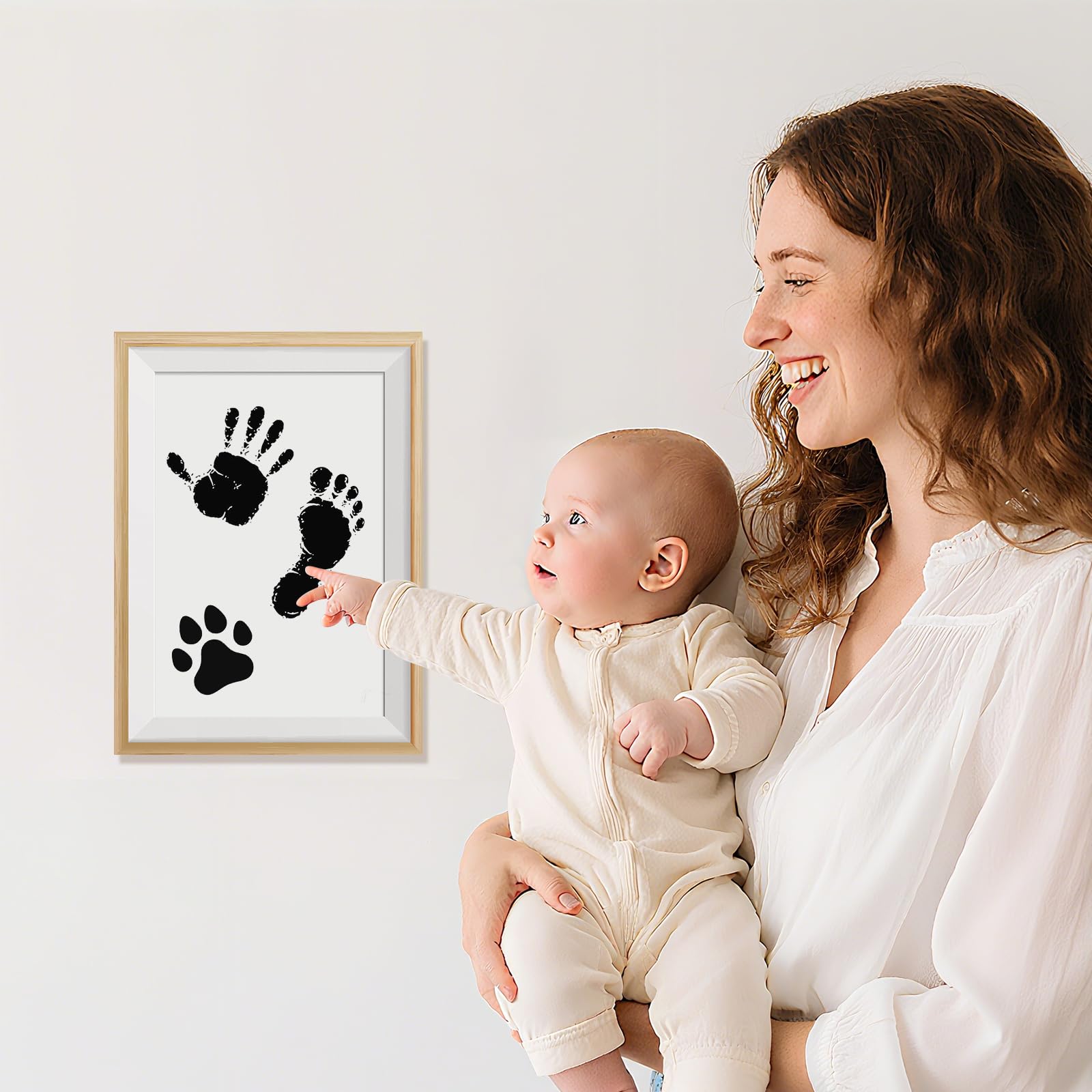 Jumbo-Baby-Hand- und Fußabdruck-Set, tintenlos, Clean Touch-Stempelkissen für Andenken, Fußabdrücke, Pfotenabdrücke, sauberes Stempelkissen für Neugeborene und Haustiere, mit 8 weißen Karten (Jet
