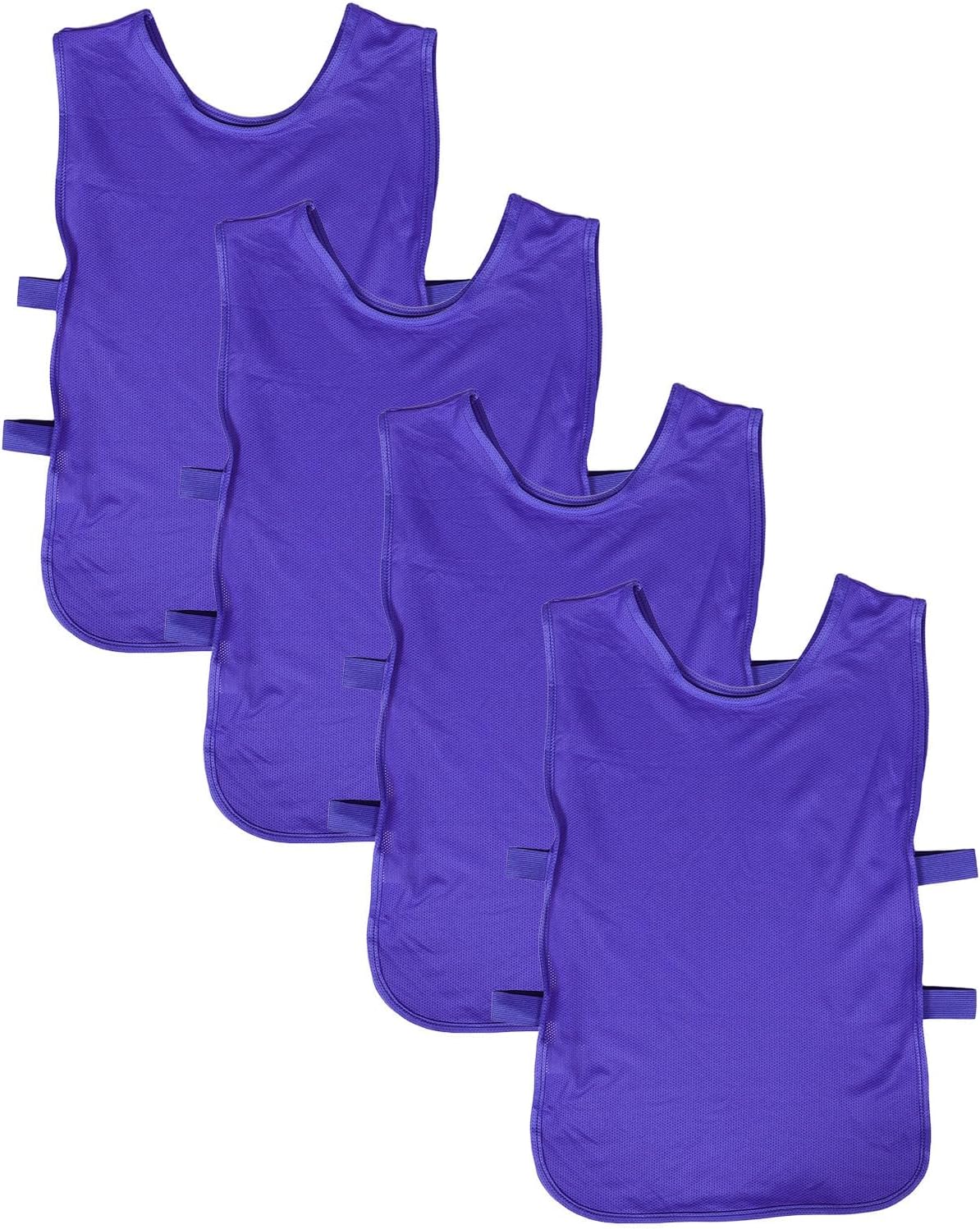 4pcs Purple Soccer Training Vest, Breathable Polyester Sports Bibs with Quick On-off Design, for Outdoor Sports and Football Party Decor