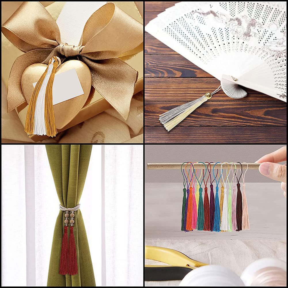 100 Borlas De Seda Hechas A Mano - Colgantes Rectos Para Manualidades, Joyería, Marcapáginas Y Decoración