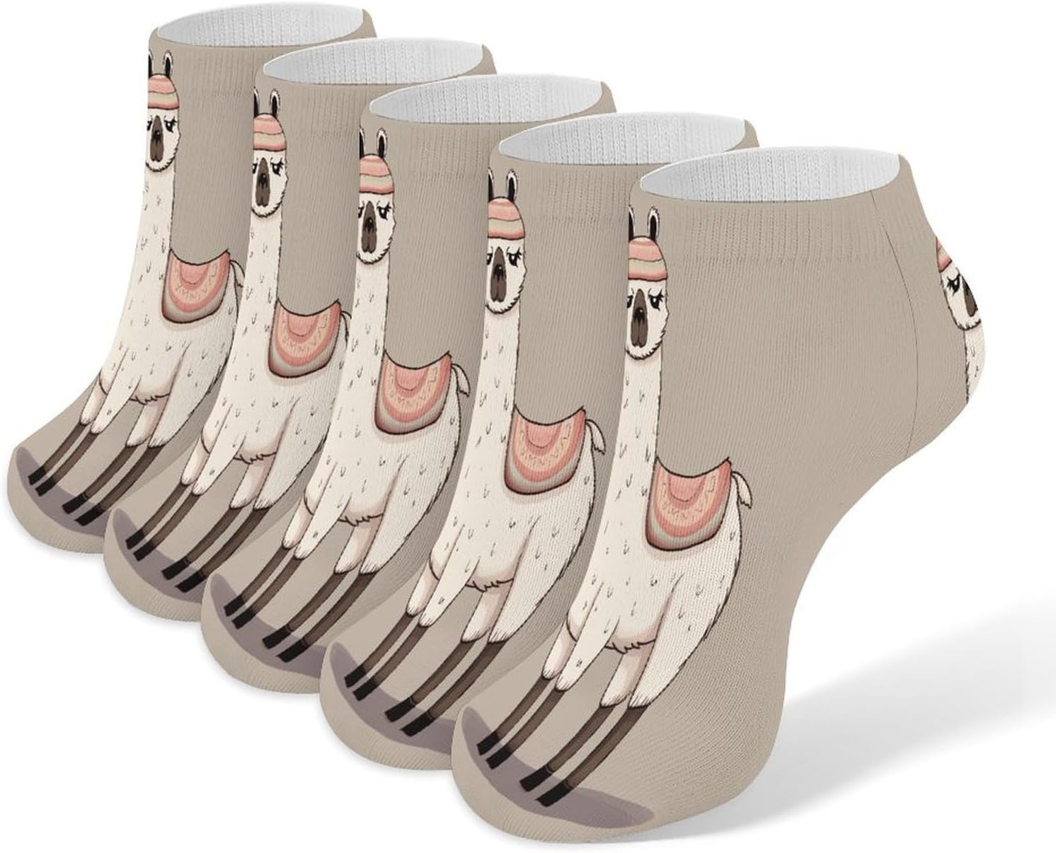 No Drama Llama Ankle Socks for Men Women 5 Pairs | Comfortable Casual Low Cut Socks, Lightweight No Show Breathable Athletic Socks, Soft Mini Crew Socks for All Seasons
