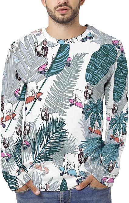 Amazon Co Jp Tシャツ 長袖 ロングスリーブtシャツ メンズ インナーシャツ ロンt 定番 フレンチブルドッグ 犬柄 カジュアル トップス 上着 クルーネック 無地 ファッション 快適 柔らかい おしゃれ キャラクター プリント 春 秋 冬 ファッション