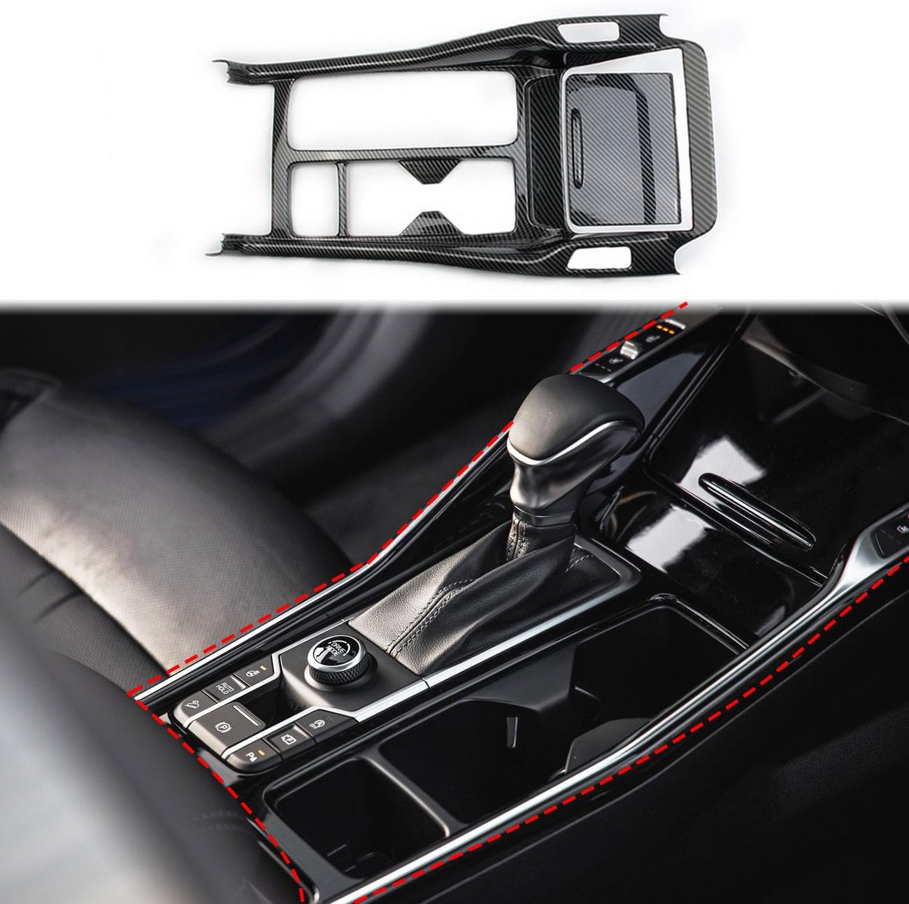 Korlot Carbon Fiber Style Center Console Gear Shift Cover Trim Accessories for 2021-2026 KIA Sorento