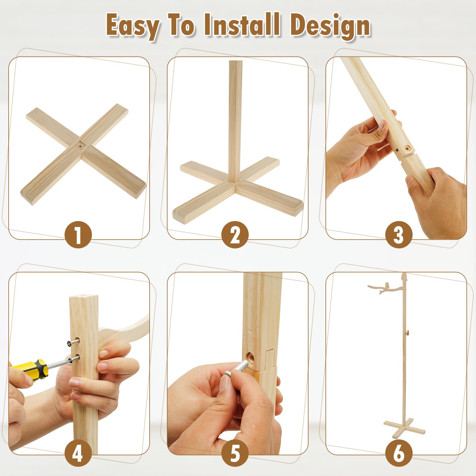 Mobile Halterung Holz für Babybett,135CM Stehend Verstellbarer Ständer Mobile Halterung für Babybett,Aufhängung Windspiele Bettglocke