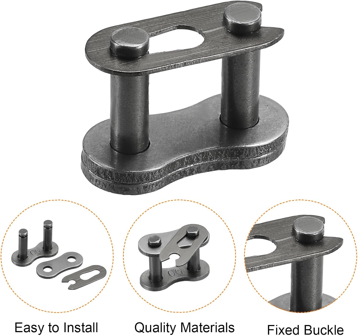 uxcell #50/10A-1 Roller Chain 3 Feet 5/8" Pitch Carbon Steel Roller Chains with Free Master Connector Link for Excavators, Tractors, 57 Links