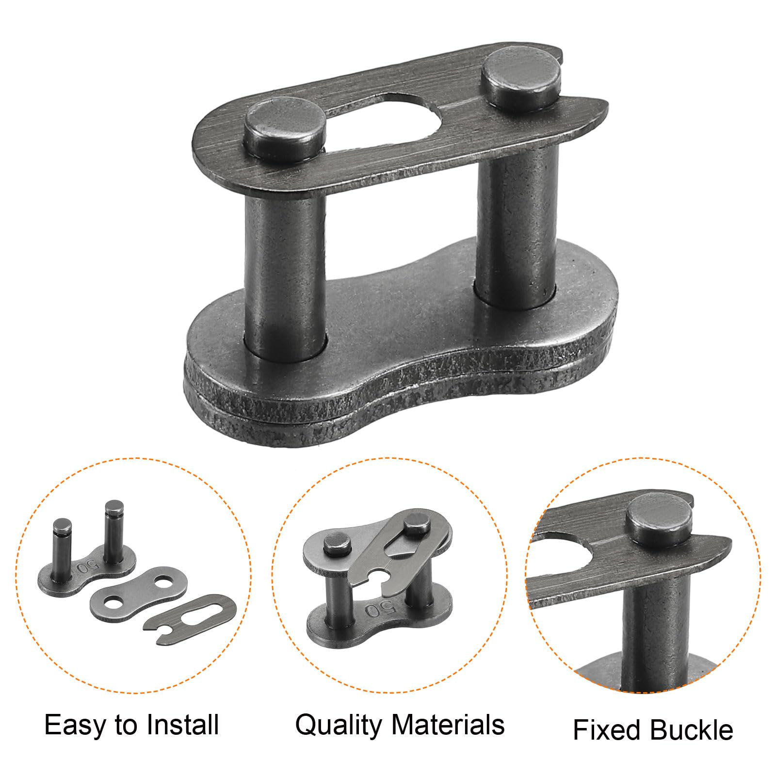 QUARKZMAN #50/10A-1 Catena a Rulli 5 Piedi Passo 5/8" Catene a Rulli Acciaio al Carbonio con Collegamenti Master Gratuiti per Escavatori Trattori, 96 Link