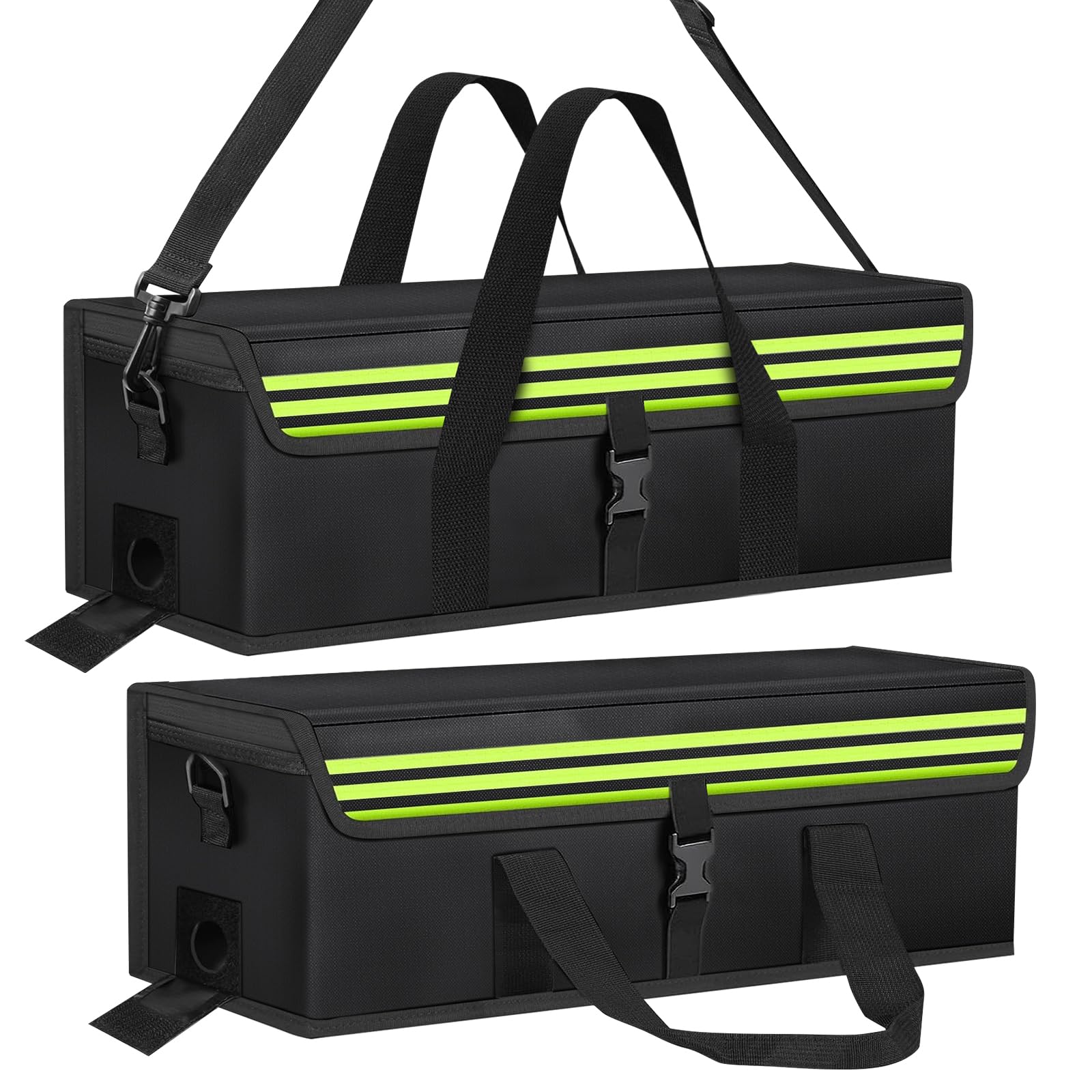 Ebike Akku Tasche, Feuerfest Wasserdicht Explosionsgeschützt, Lipo Safe Bag, Geeignet zum Laden, Transportieren und Aufbewahren, 51*15*15cm, Reflektierendes Streifendesign (2)