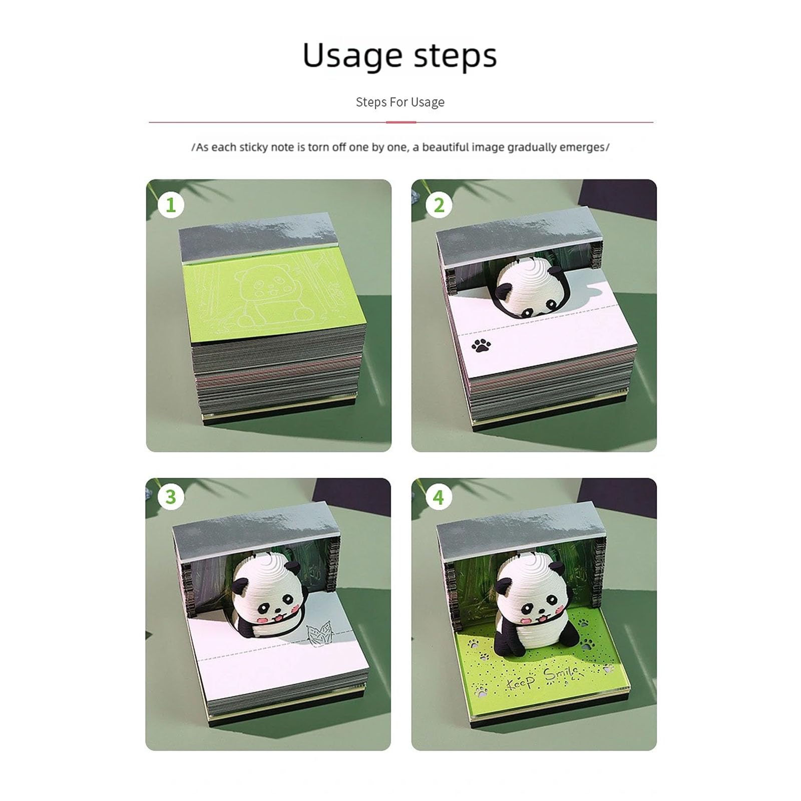 Artistic Tear Away Schreibtisch-Notizblöcke mit LED-Beleuchtung und dekorativer Panda-Skulptur für 2025 Touch-Change LED-dekoratives Notizbuch