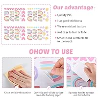 Vista 4 de Epakh Calcomanías de decoración de pared de arco iris, calcomanía pequeña de arco iris, acuarela, corazón, estrella, sol, calcomanías de pared