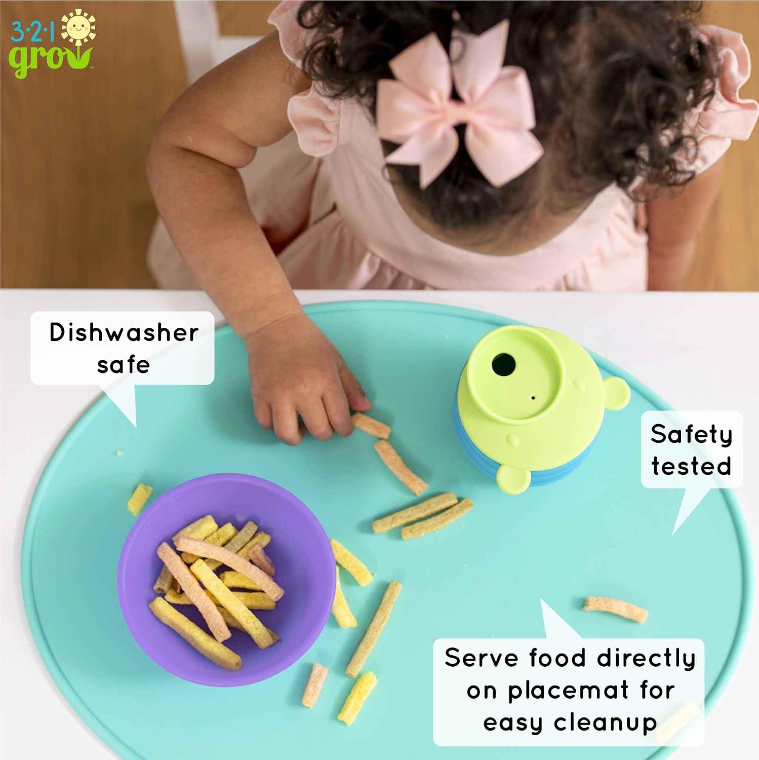 • Sit with Me Placemat Set • Silicone placemat for Babies, Toddler, Kids • Oval Non-Slip mat • 2 Pack • Dishwasher Safe (Ocean)
