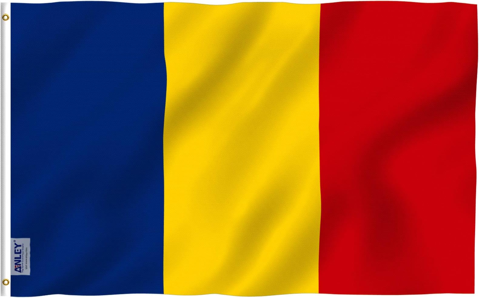 Fly Breeze 3x5 Feet Romania flag - Vivid Color and Fade Proof - Canvas Header and Double Stitched - Romanian Flags Polyester with Brass Grommets 3 X 5 Ft