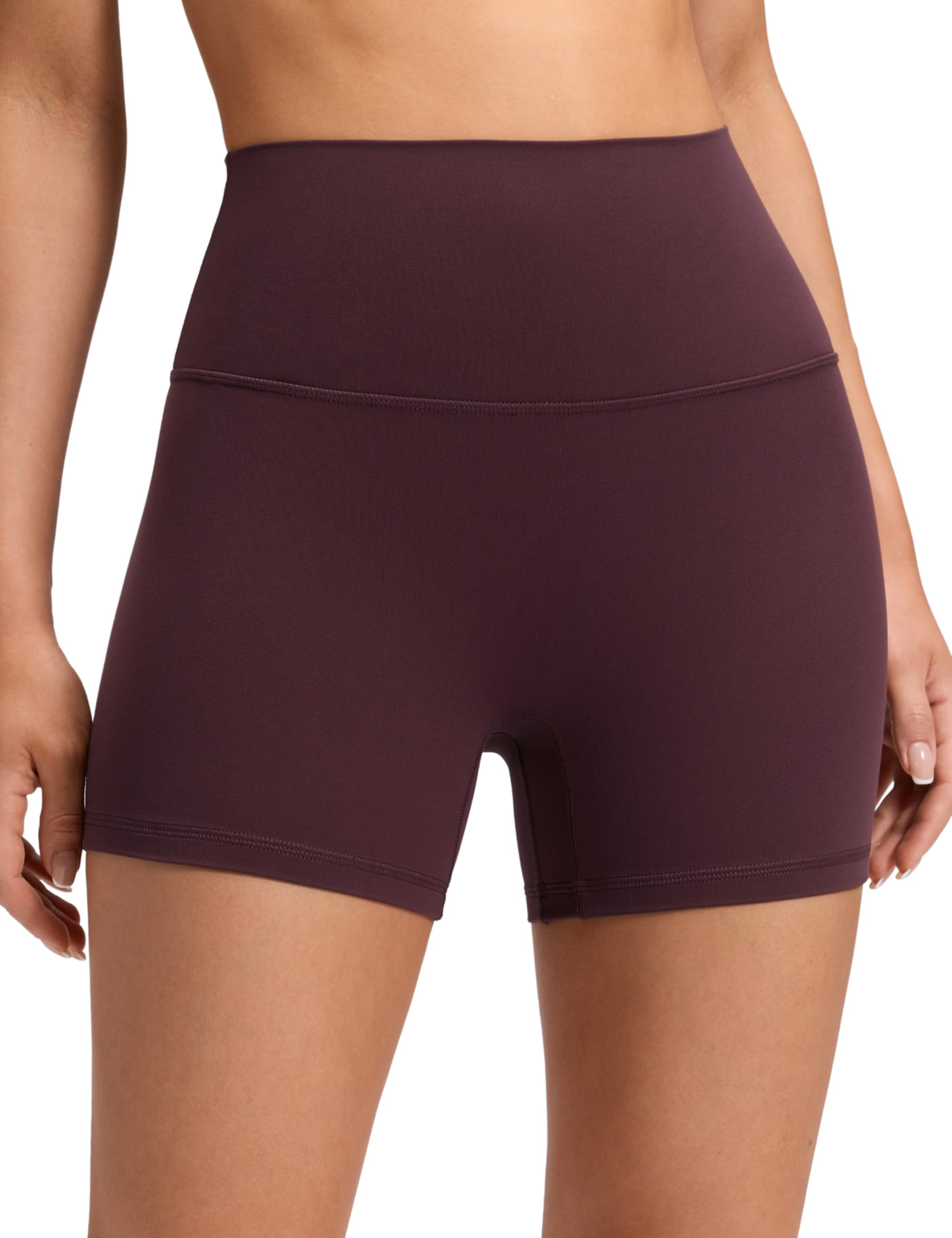 Crz Yoga Women's Ripe Plum Butterluxe No Front Seam Biker Shorts 4" - High Waisted Lounge Pilates Workout Sport Athletic Buttery Soft 10