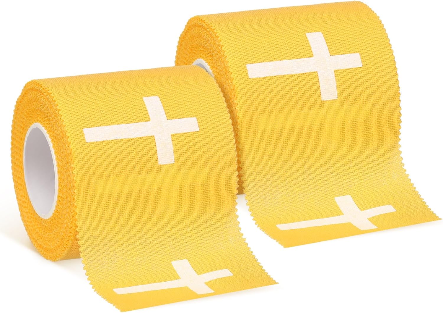 MiniInflat 2 Pcs Christian Cross Athletic Tape Sports Tape 2in x 23ft Religion Jesus Wrist Wrap for Soccer Football Baseball, Gift for Graduation Teacher Nurses Week Pentecost(Yellow,Crosses)
