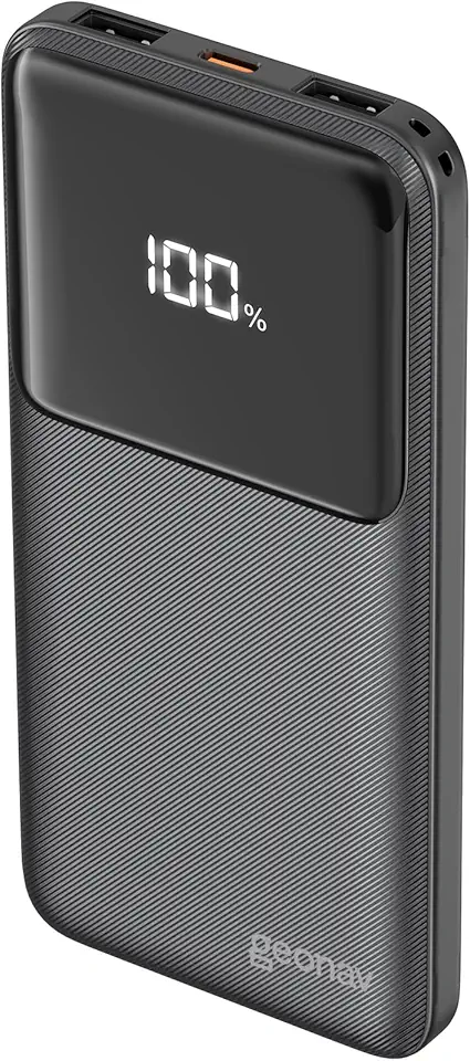 Geonav Power Bank, Carregador Portátil Universal 10.000mAh, Carga rápida, 2 saídas USB-A (até 18W quick charge) e 1 USB-C (até 20W Power Delivery), Led Indicador de Bateria, PB10K20W1PBK, Preto