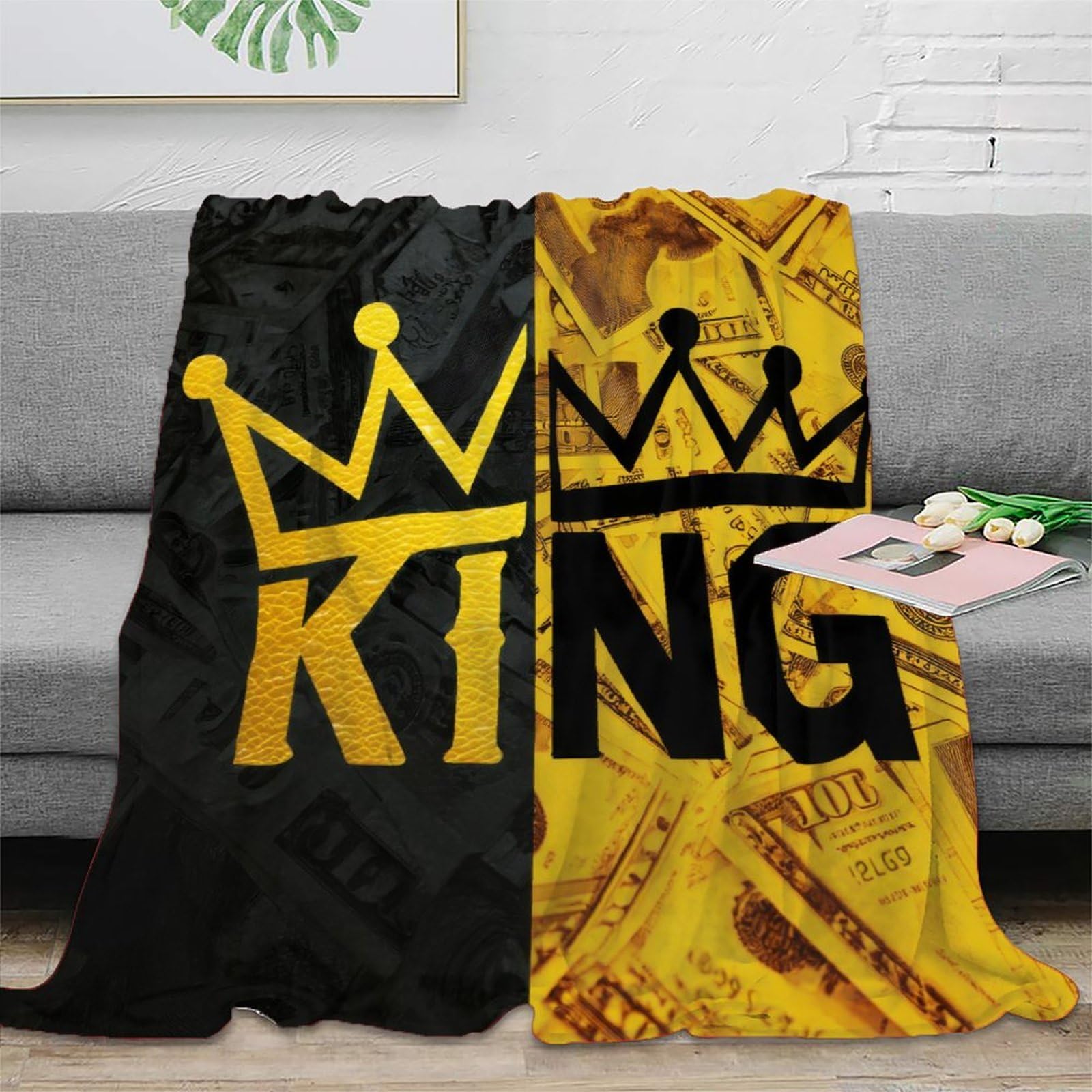 Microfibre literie Royal Crown 150x200cm au fini velours et motif 3D