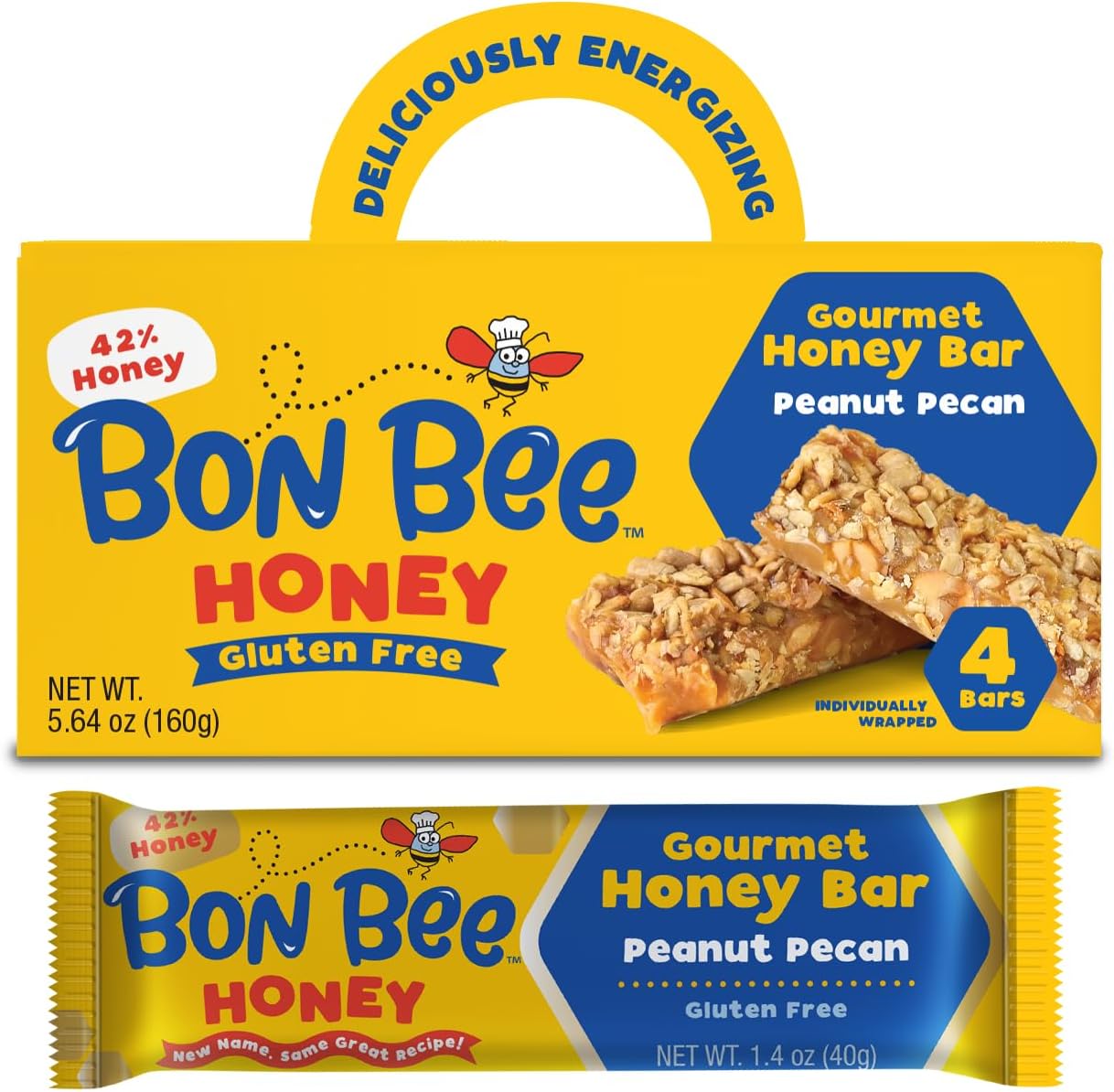 BON BEE Honey Bunchies All Natural Honey Bar - Natural Breakfast & Nutrition Bars for Healthy Energy & Fuel - Variety of Delicious Highlights & Perfectly Balanced, 4-1.4oz Bars