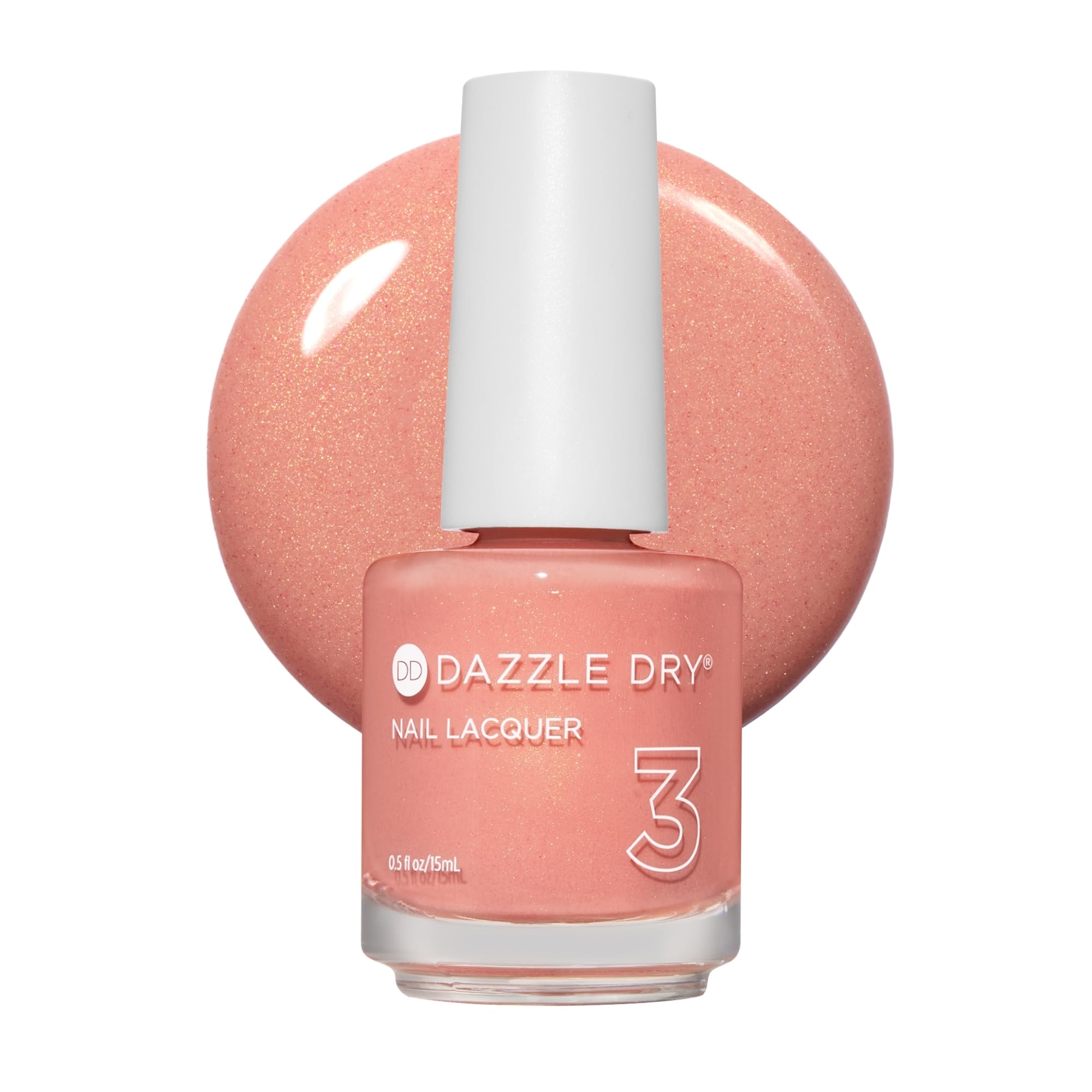 Dazzle Dry Nail Lacquer (Step 3) - Sunset Glow - A semi-sheer peach with a subtle orange/gold shimmer. Semi-sheer shimmer. (0.5 fl oz)
