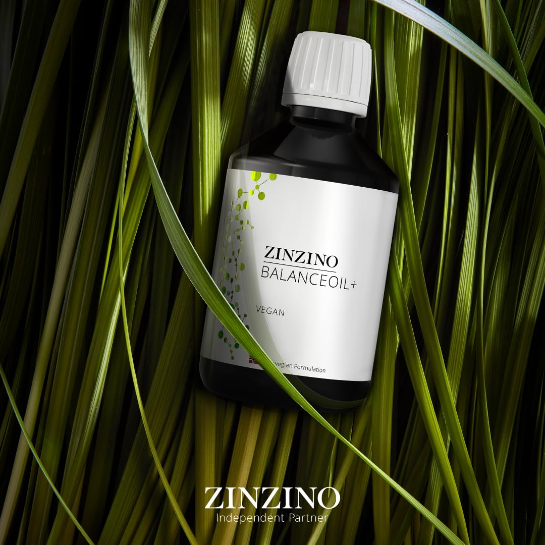 ZinZino BalanceOil+ Wegański olej z alg z Omega-3 3046 mg, Omega-9, Witamina D3, Tokoferol, DHA, EPA z olejem z nasion nawrotu polnego Ahiflowe, 300 ml