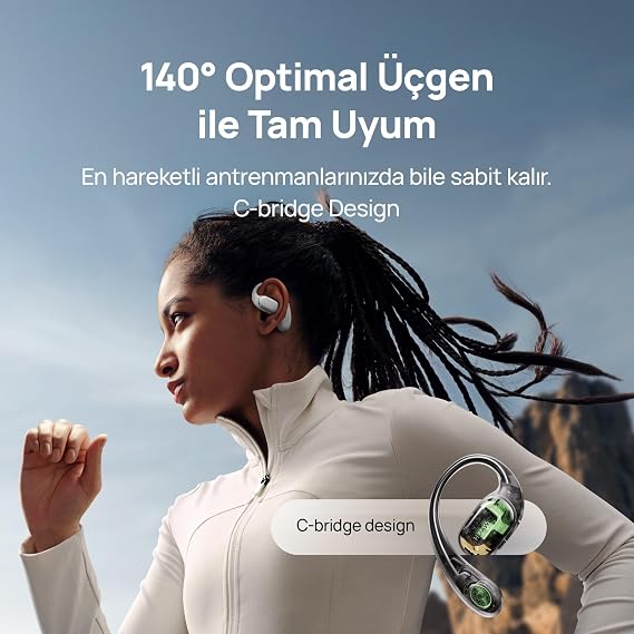 HUAWEI FreeArc Açık Tasarımlı Kulaklık, Yüksek Ses Kaliteli Bluetooth Kulaklık, Güvenli Uyum ve Konfor, IP57 Suya Dayanıklılık, 28 Saat Çalma Süresi, Sporcu Kulaklıkları, iOS & Android & Windows, Gri