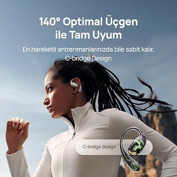 HUAWEI FreeArc Açık Tasarımlı Kulaklık, Yüksek Ses Kaliteli Bluetooth Kulaklık, Güvenli Uyum ve Konfor, IP57 Suya Dayanıklılık, 28 Saat Çalma Süresi, Sporcu Kulaklıkları, iOS & Android & Windows, Gri