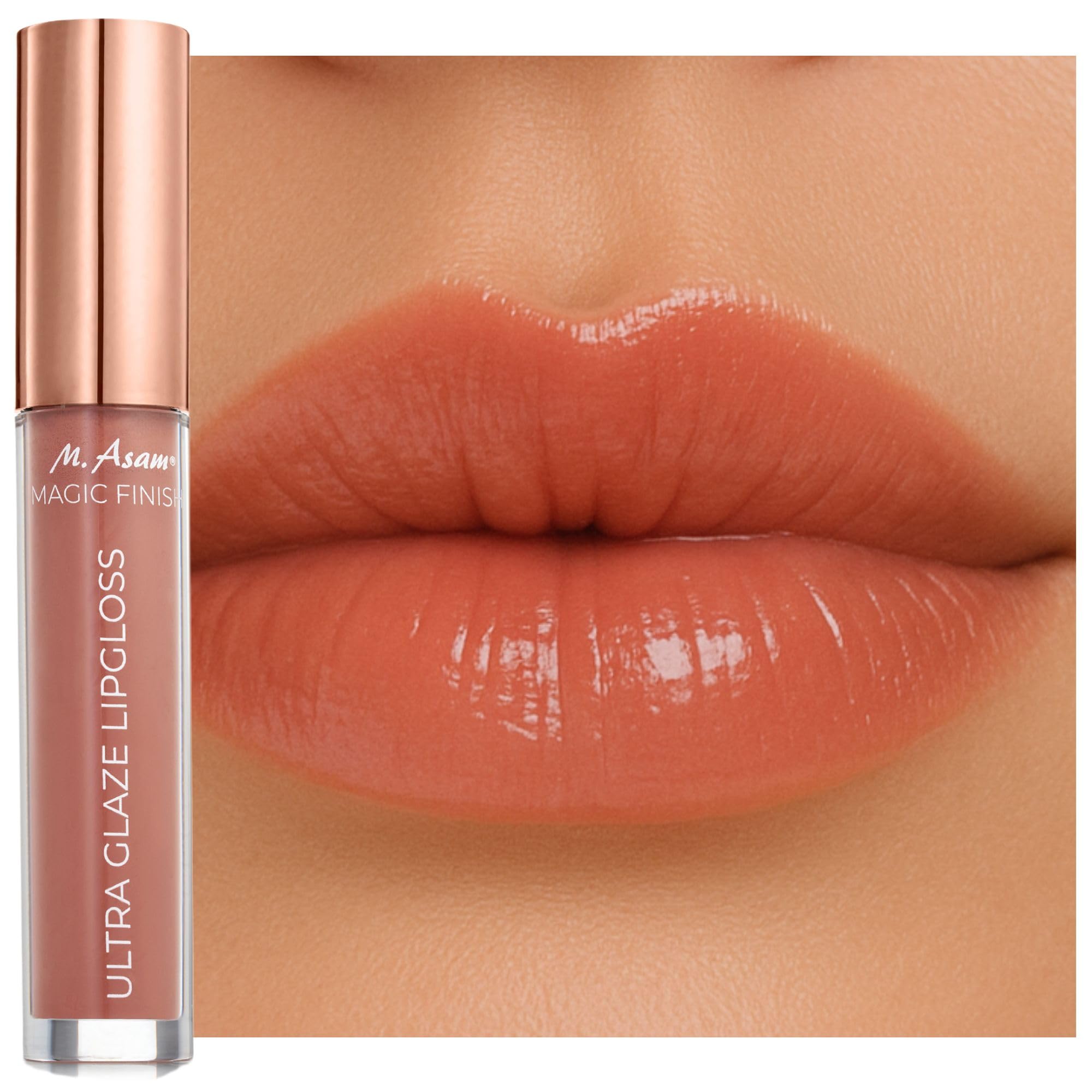 M. Asam MAGIC FINISH ULTRA GLAZE LIPGLOSS crispy peanut (4ml) – aufpolsternder Lipgloss für geschmeidige Lippen mit intensivem Glanz, Lippenpflege mit Hyaluron & Peptid, zartes Vanille Aroma