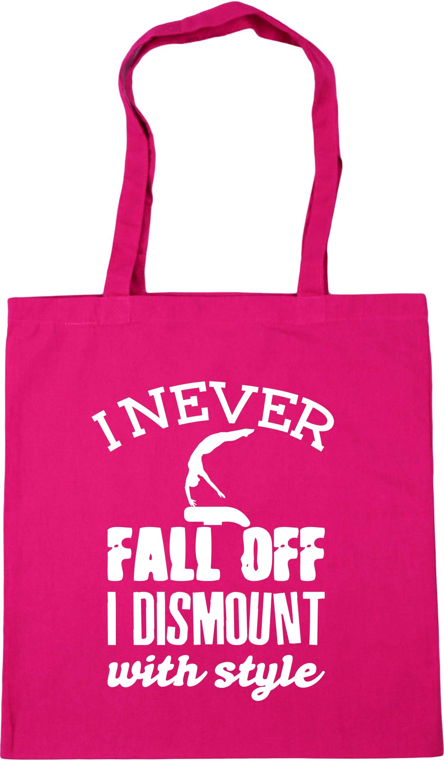 HippowarehouseI never fall off I dismount with style - Gymnastics vault Tote Shopping Gym Beach Bag 42cm x38cm, 10 litres