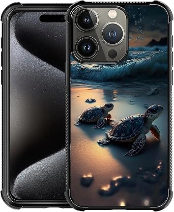 ZHEGAILIAN Compatible with iPhone 16 Pro Max Case,Non-Slip Soft TPU Bumper Four Corner Reinforced Shockproof Protective Case Compatible with iPhone 16 Pro Max for Women-Sunset Shoal Turtle