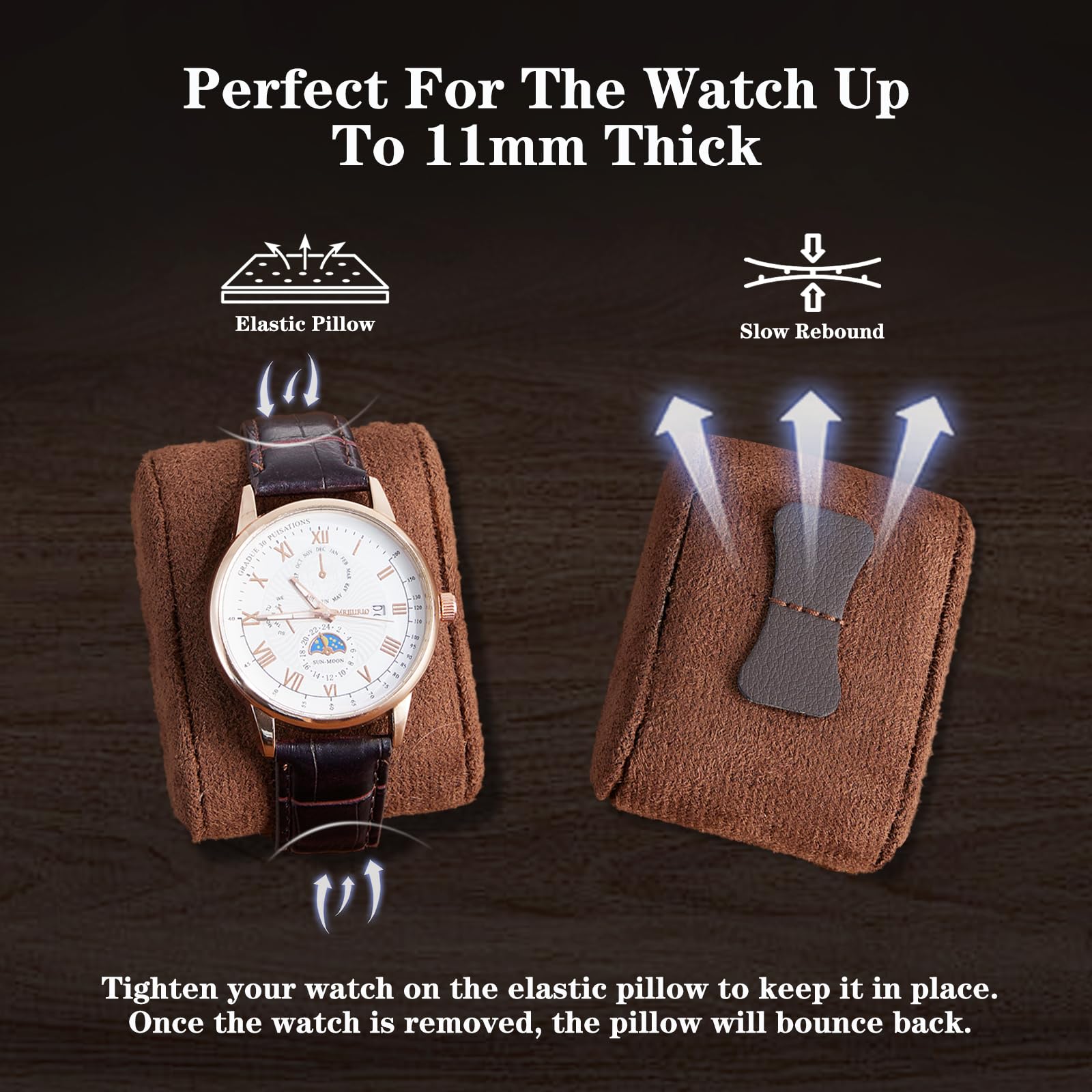 Watch Box Organizer for Men – Watch case 6 Slot Leather Storage holder, Mens Watch Jewelry Case with Display Lid Durable Watch Organizer and Collection Travel Box(Brown)