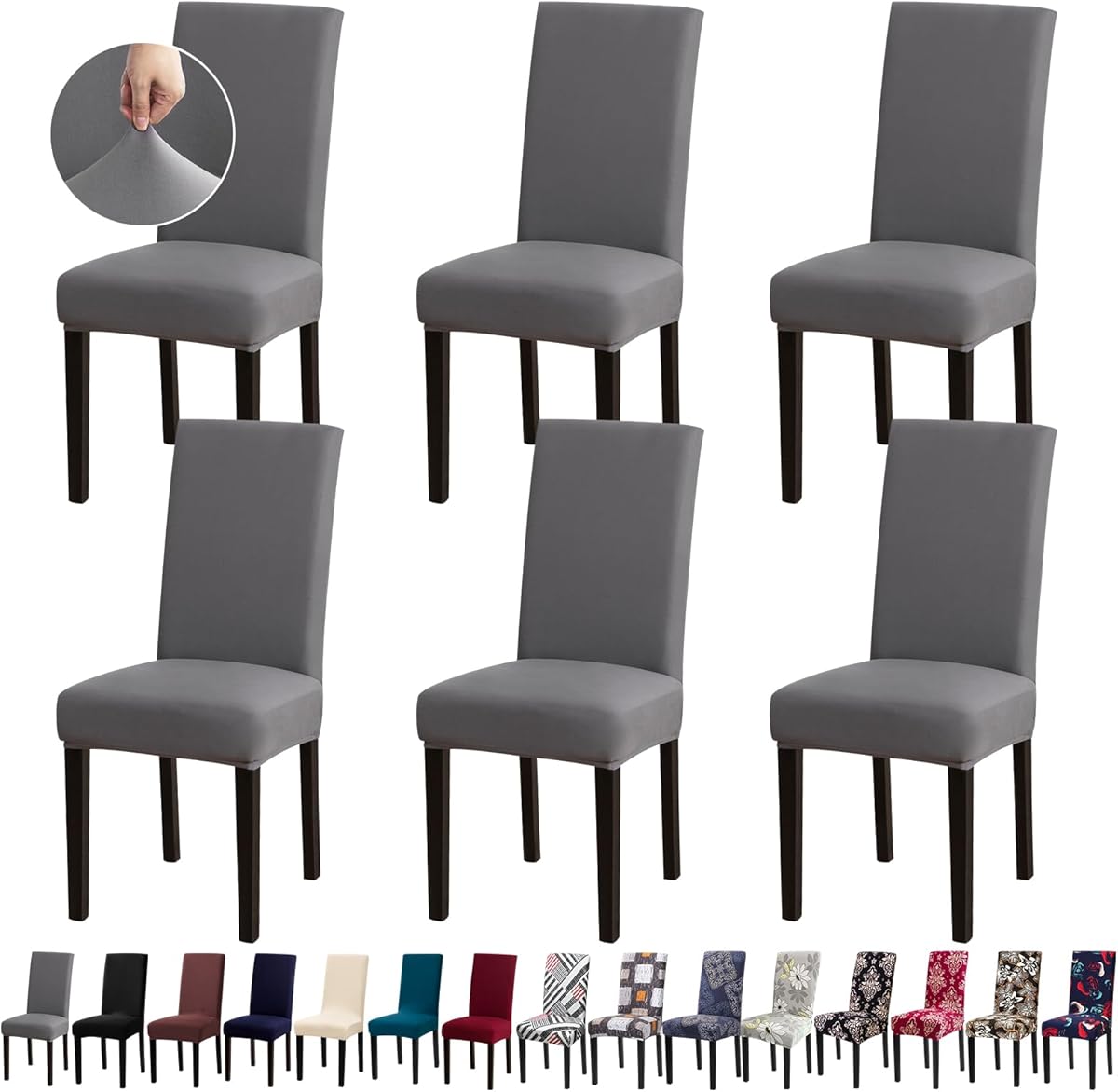 Chair Covers, Stretch Kitchen Dining Room Chair Covers Set of 6, Removable Washable Dining Chair Slipcovers for Home, Hotel, Banquet
