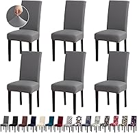 Fafua Stretch Dining Chair Covers Set of 6 - Removable Washable Slipcovers for Kitchen, Home, Hotel, Banquet - Pet & Stain Protection