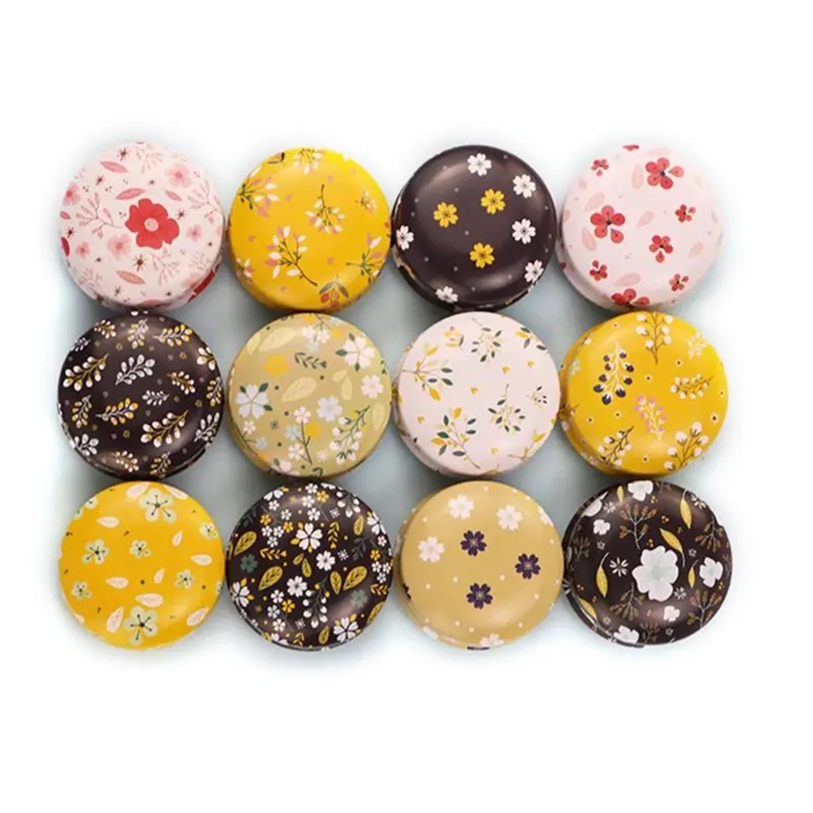 Candle Jars, 12pcs Mini Flower Tin Box Candle Jars DIY Candle Jar Balm Round Empty Lipstick Case(C)