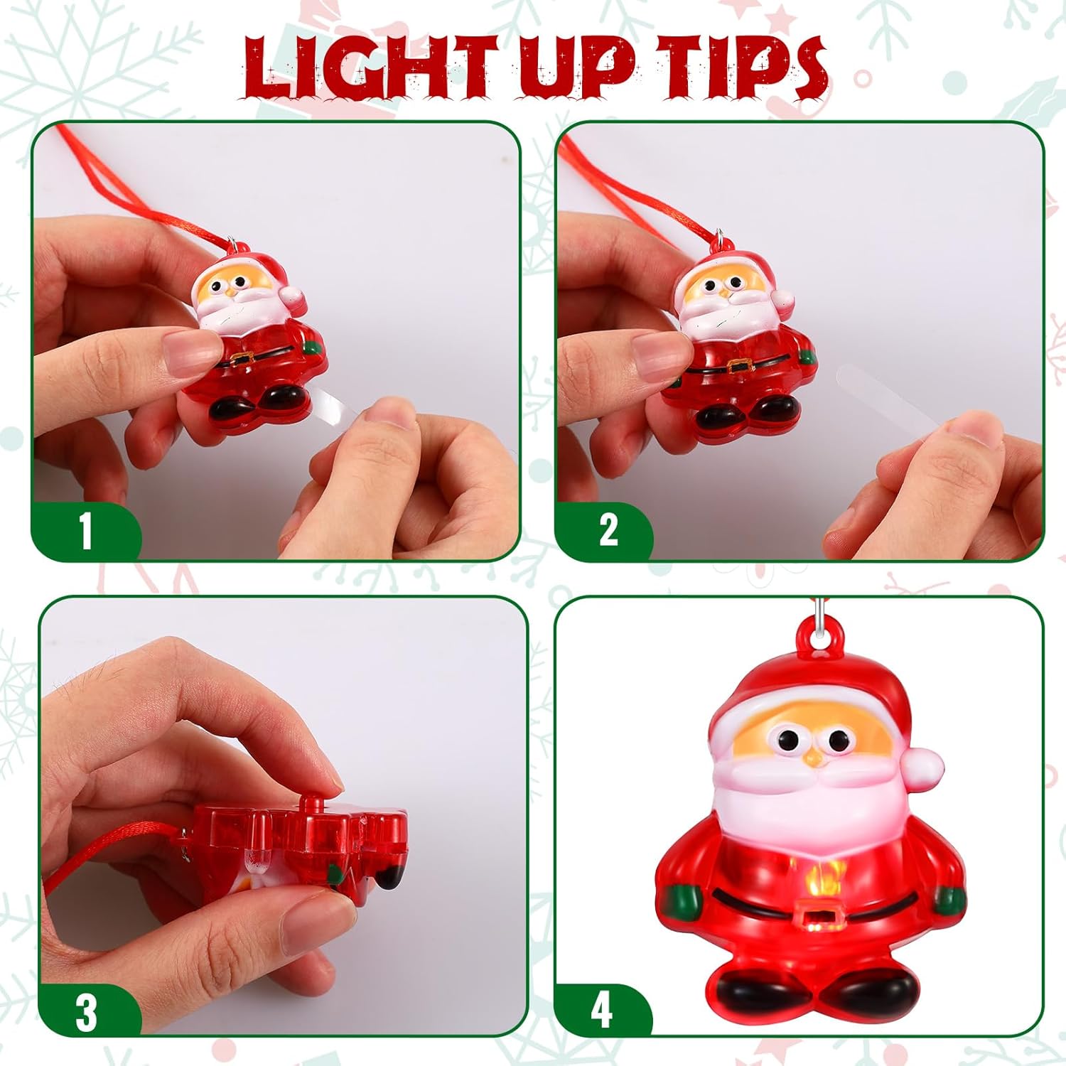 Yinkin 50 Pcs Christmas Light up Necklace for Adults Flashing Necklaces Glow Necklaces Bulk for Xmas Party Favors Stocking Stuffers Christmas Ornaments Decoration