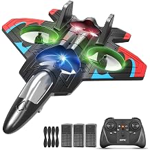 Foam Remote Control Airplanes with 3 Batteries, RC Planes for Kids Adults 8-16, RC Airplane Fighter Jet with Light, 360 Flip Fighter Jet Toys, Stunt Roll, Airplane Toy Gifts for Kids Boys