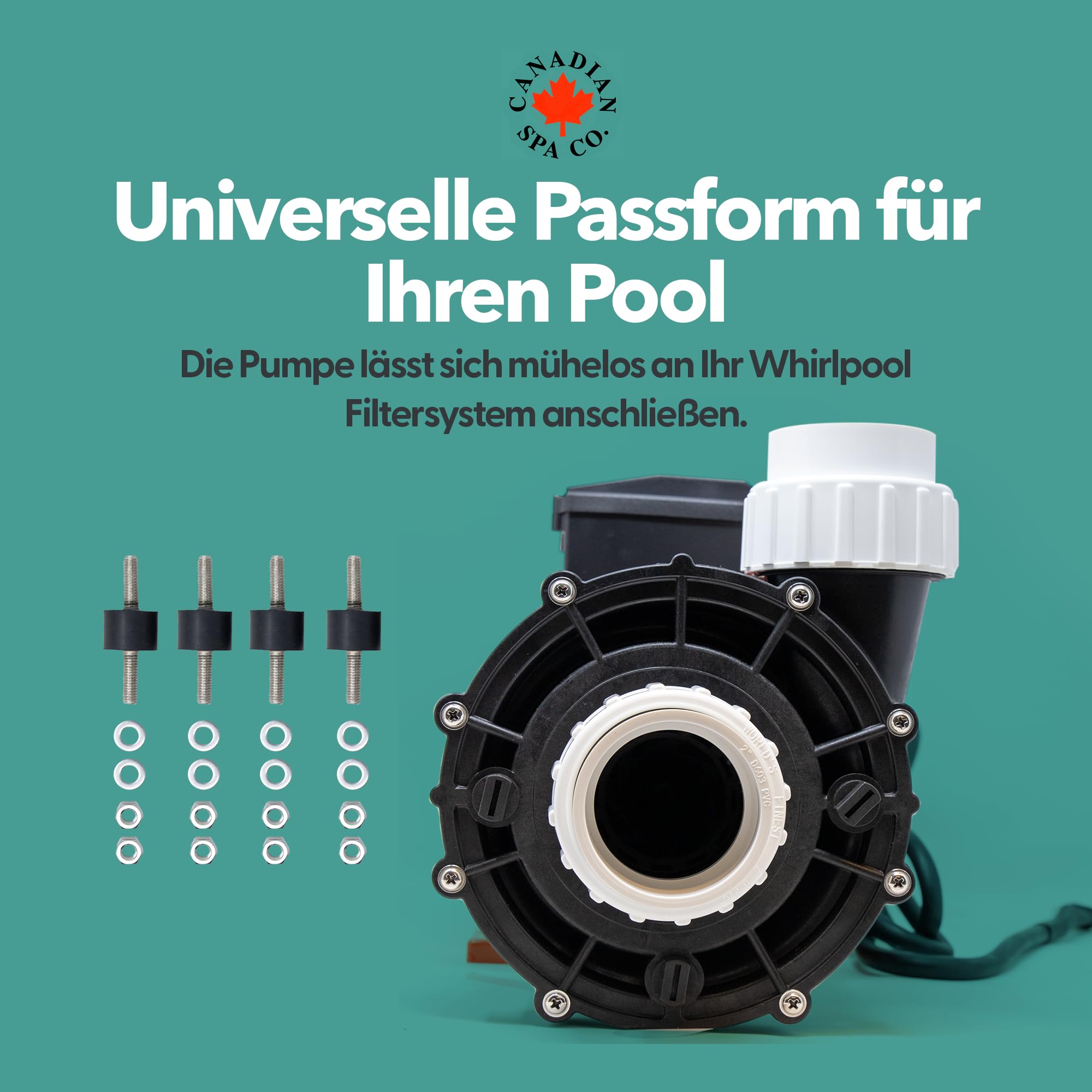 CANADIAN SPA CO. Massagepumpe 3PS WP300-II, 2-stufige Pool Pumpe, 2 auf 2 Zoll Anschluss, max. 730 Liter pro Minute, Hydromassage