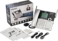 Vista 7 de VTech CM18445 Consola principal DECT 6.0 Teléfonos fijos de oficina de 4 líneas expandibles para pequeñas empresas con sistema contestador, teléfono