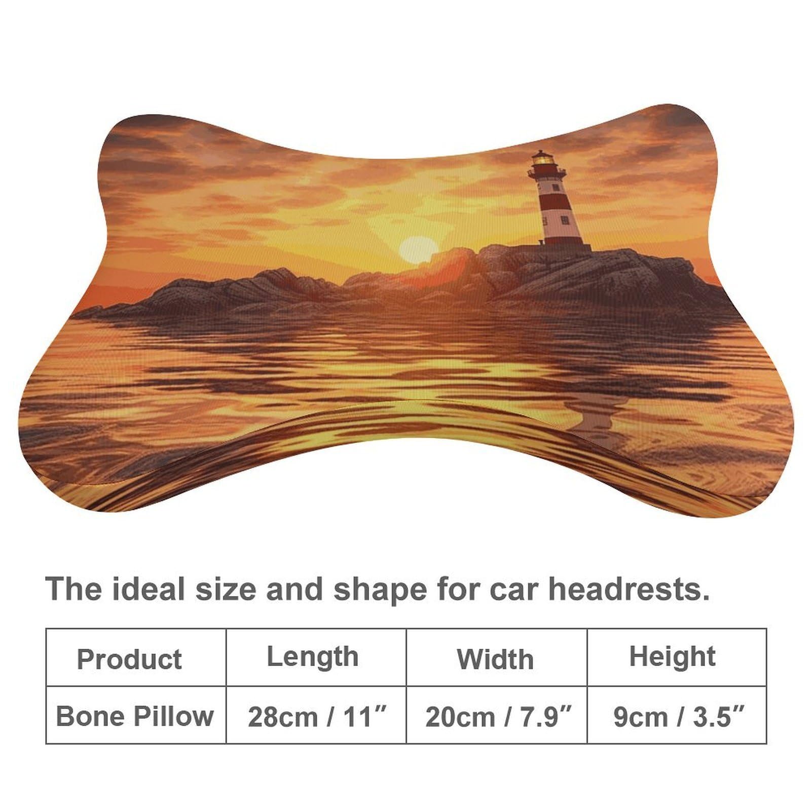 Almohada de faro de mar al atardecer, núcleo de almohada de espuma viscoelástica, cojín, proporciona apoyo para el cuello, almohadas de coche para viajes y oficinas en casa.