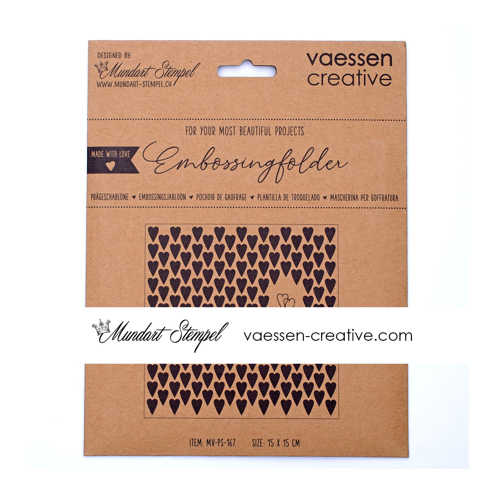 Vaessen Creative Embossing Folder, Long Hearts, for Adding Texture and Dimension to Papercraft Projects, Transparent, 15 x 15 cm - Image 4
