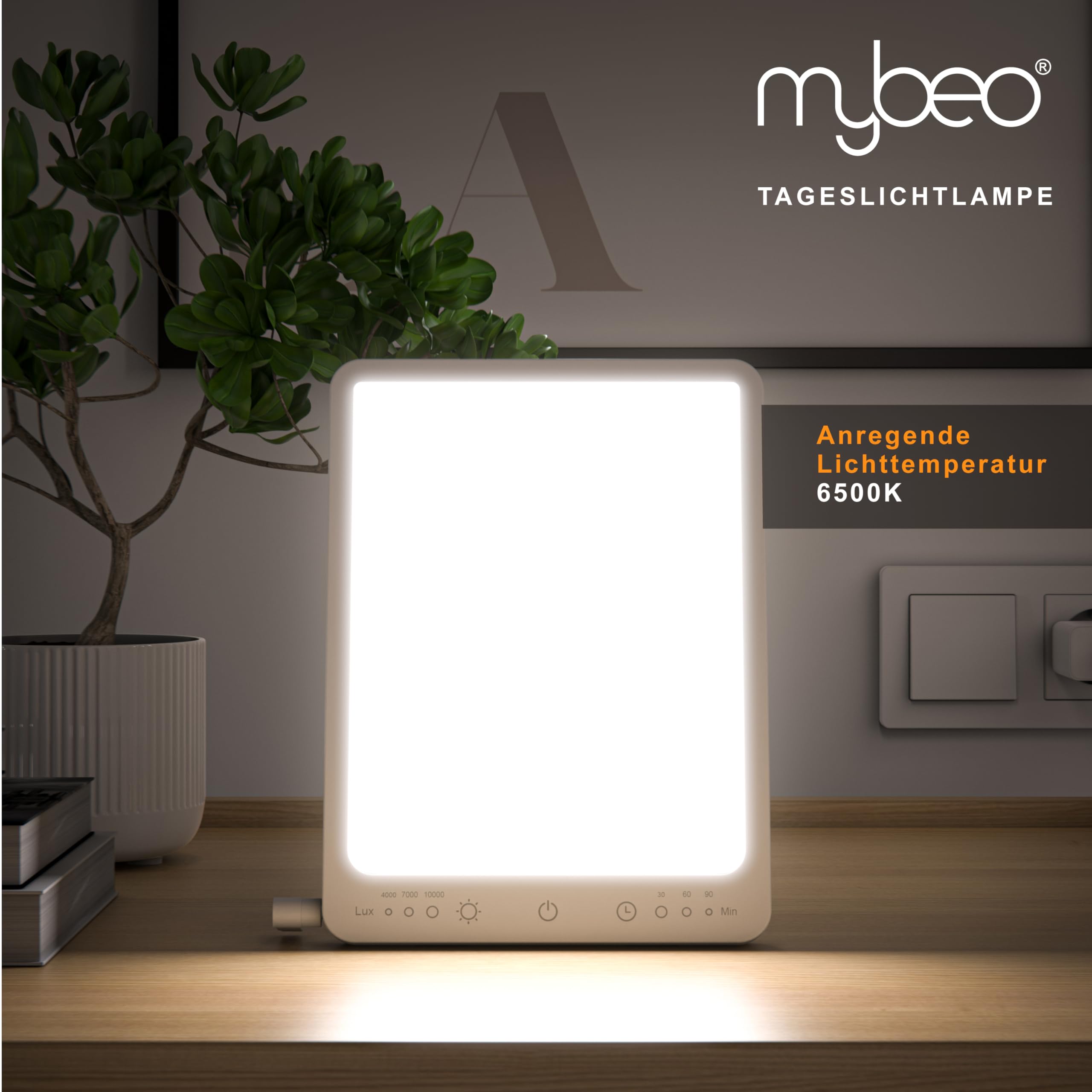CSL - Tageslichtlampe dimmbar – Simulation von Tageslicht - LED Lichttherapie – Tageslichtleuchte - flimmer- und UV-freie LED-Technologie – 3 Helligkeitsstufen - bis zu 10000 LUX