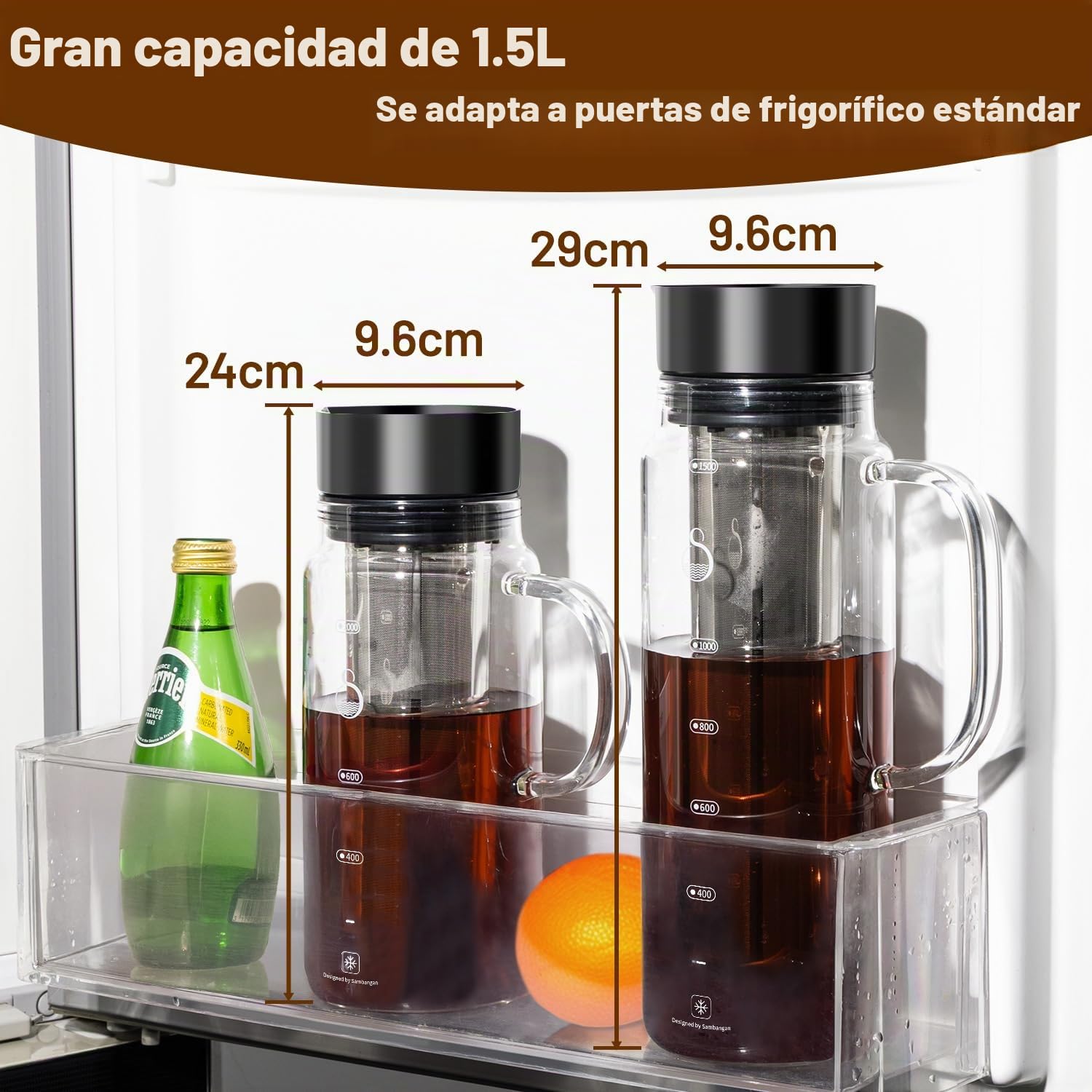 SAMBANGAN Cold Brew Coffee Maker Cafetera Fria Iced Prepara café Frio o té Coffee Pot Bottle (1500ml)