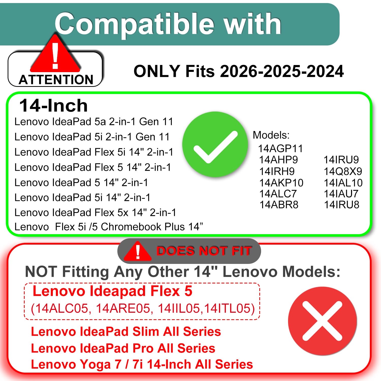 Paquete de 2 protectores de pantalla de vidrio templado diseñados para Lenovo Ideapad Flex 5 / 5i 14 2 en 1 e IdeaPad 5 2 en 1 14 (14IRU9/14IRH9/14APH9) portátil con pantalla táctil, (14 pulgadas),